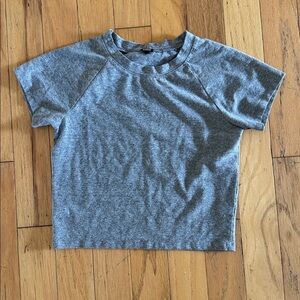 MONROW | Cropped Gray Crew Tee Shirt | size S